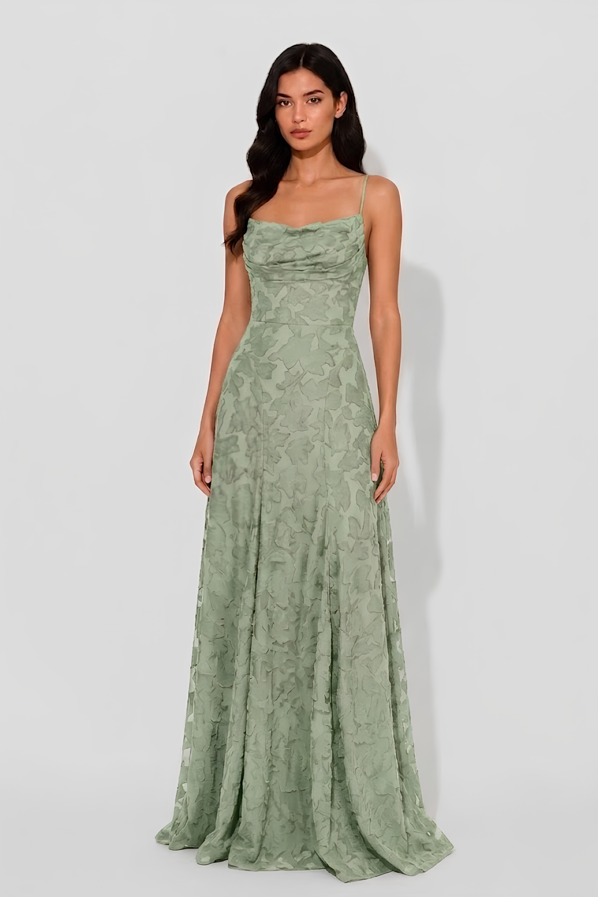 Virelle | Long Draped Dress with Heart Neckline