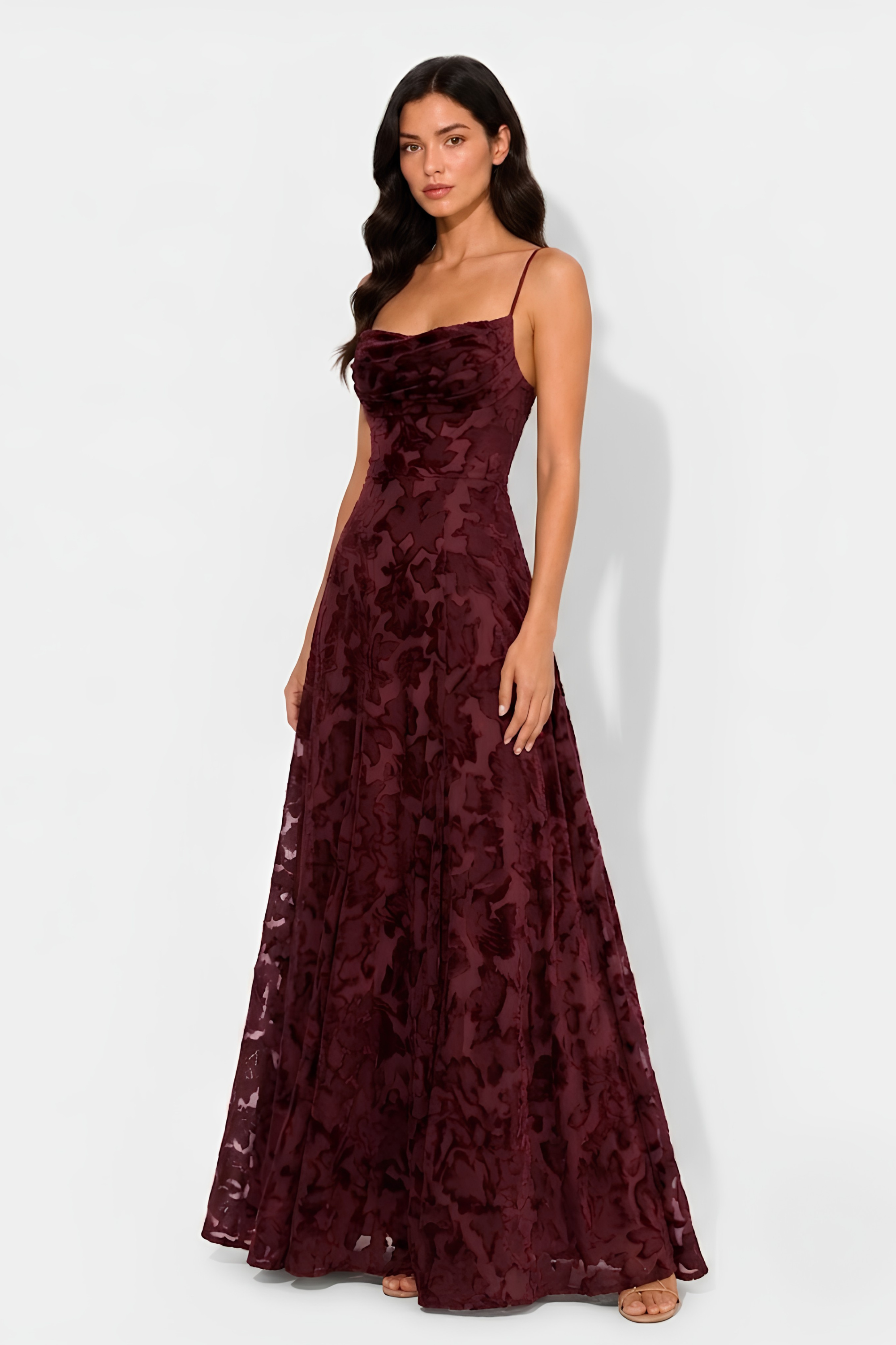 Virelle | Long Draped Dress with Heart Neckline