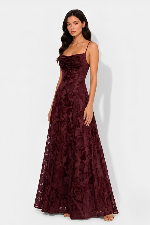 Virelle | Long Draped Dress with Heart Neckline