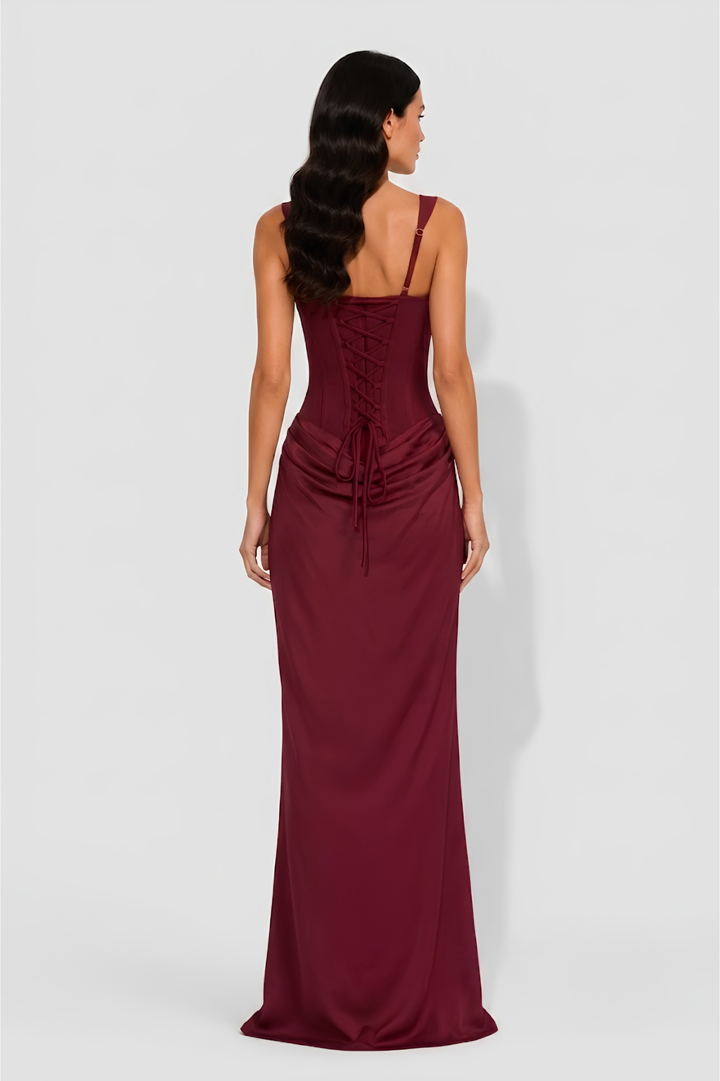 Virelle | Long Draped Corset Dress with Thin Straps