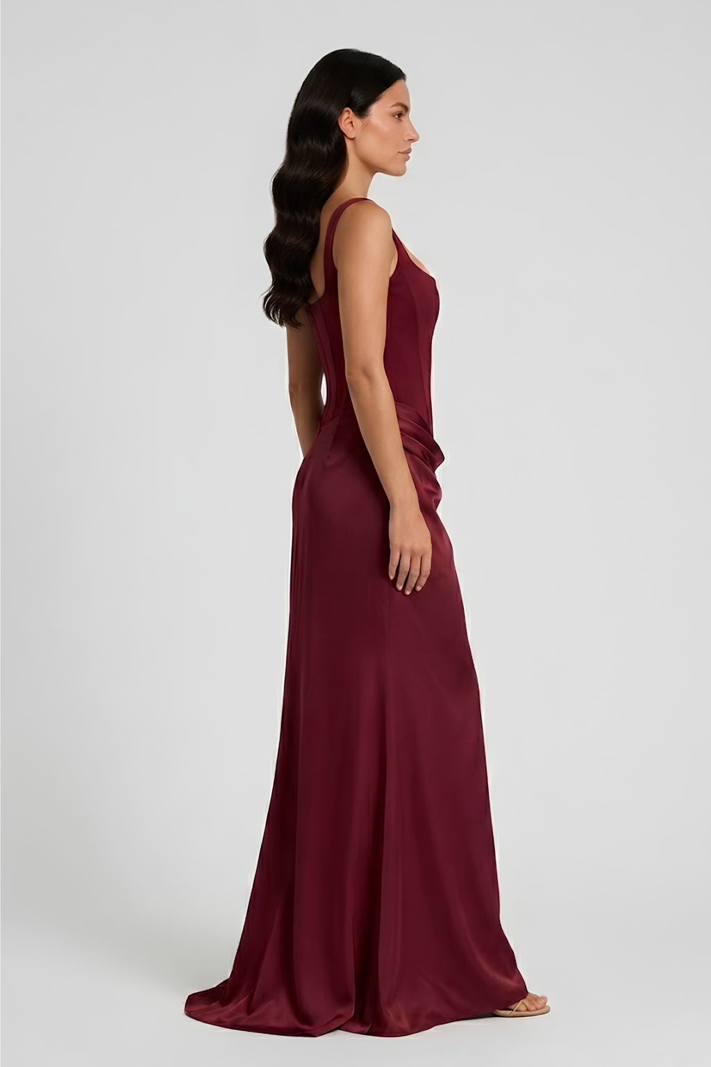 Virelle | Long Draped Corset Dress with Thin Straps