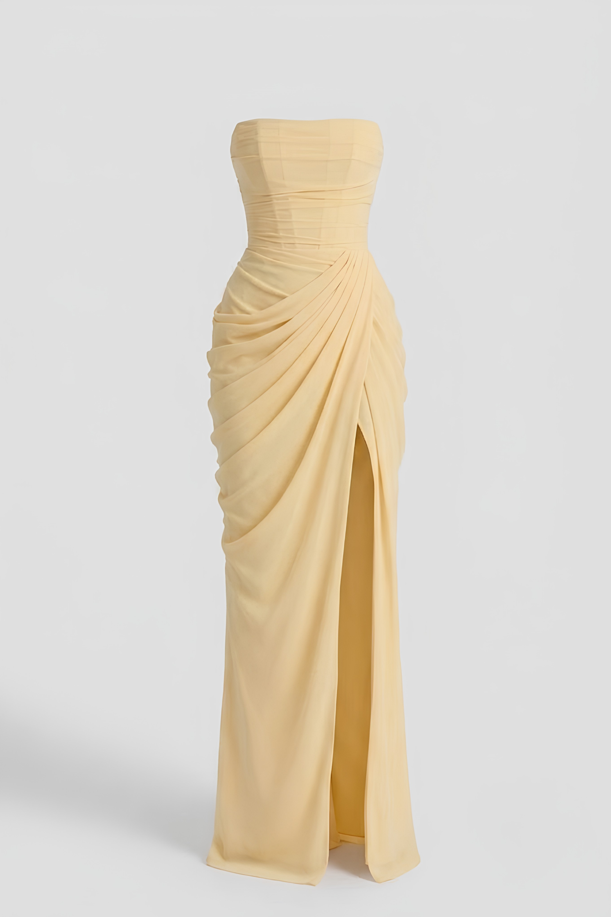 Virelle | Long Strapless Dress with Corset and Asymmetrical Draping