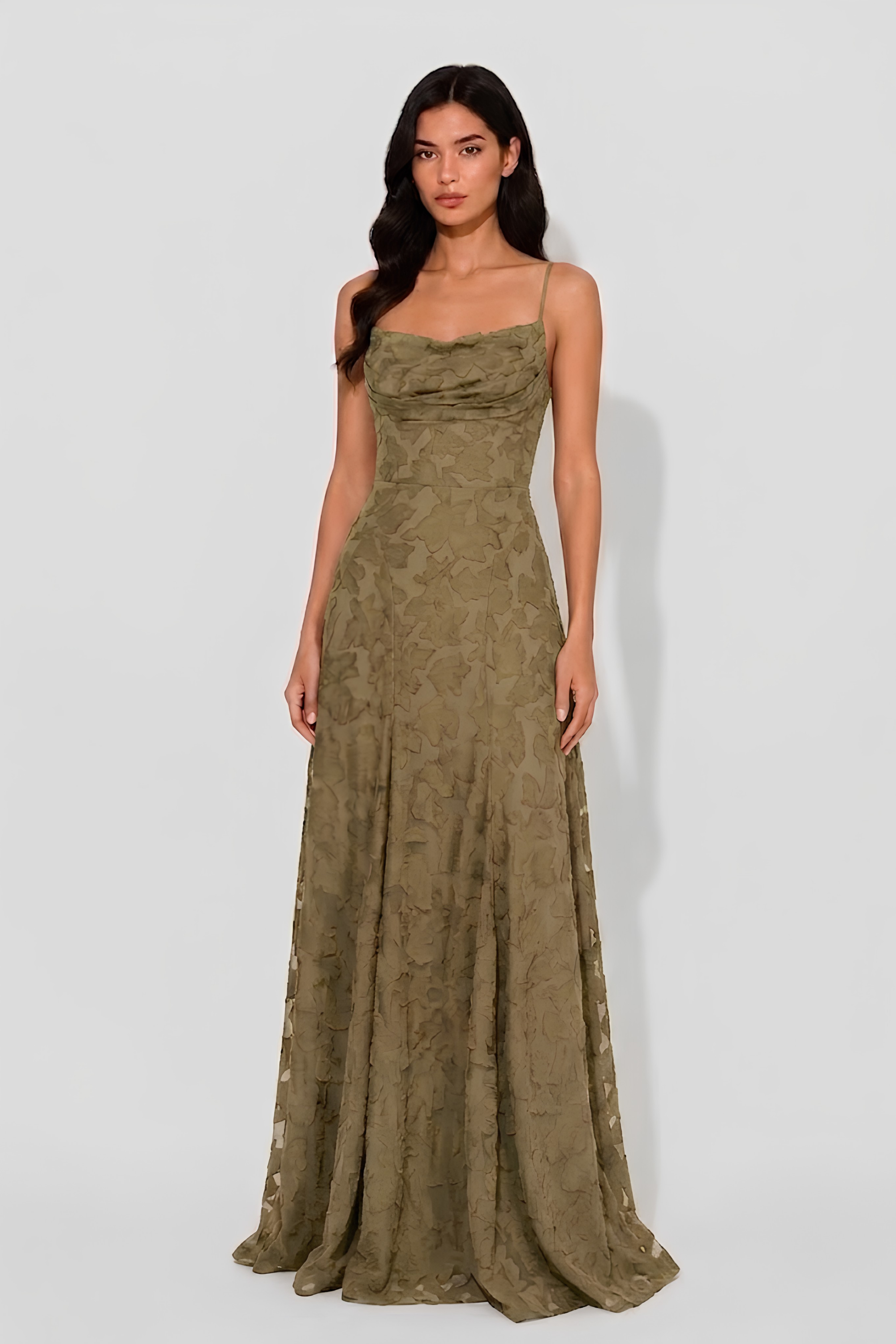 Virelle | Long Draped Dress with Heart Neckline