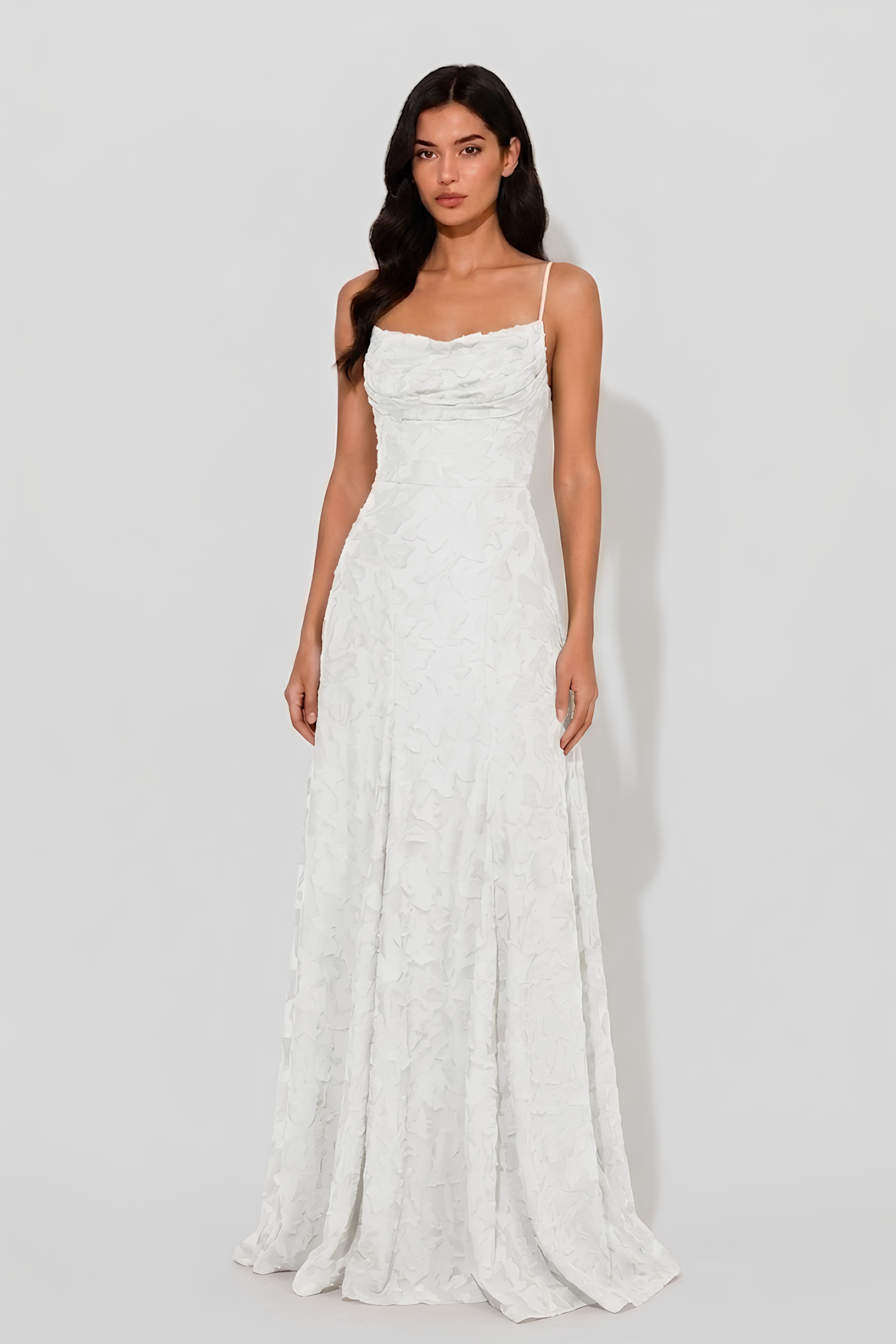 Virelle | Long Draped Dress with Heart Neckline