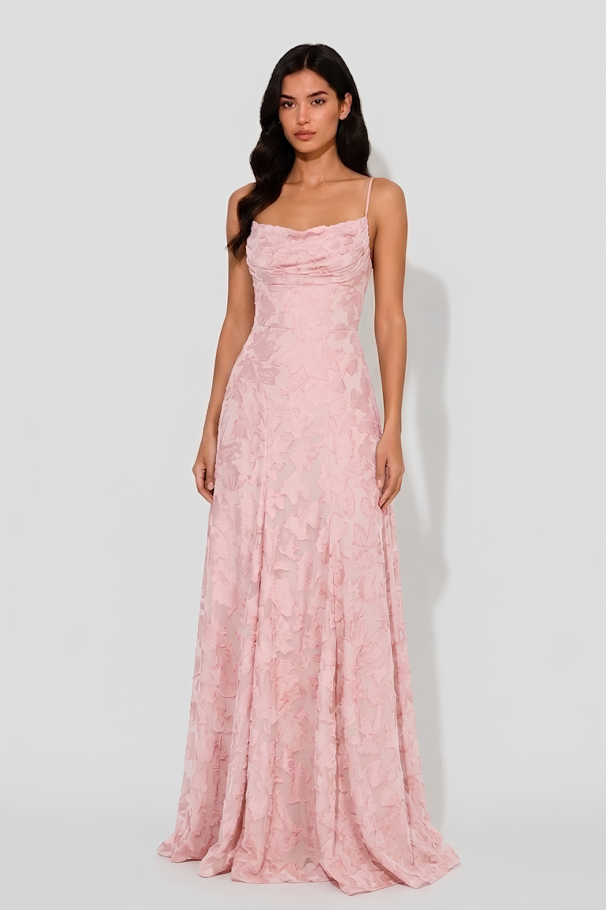 Virelle | Long Draped Dress with Heart Neckline