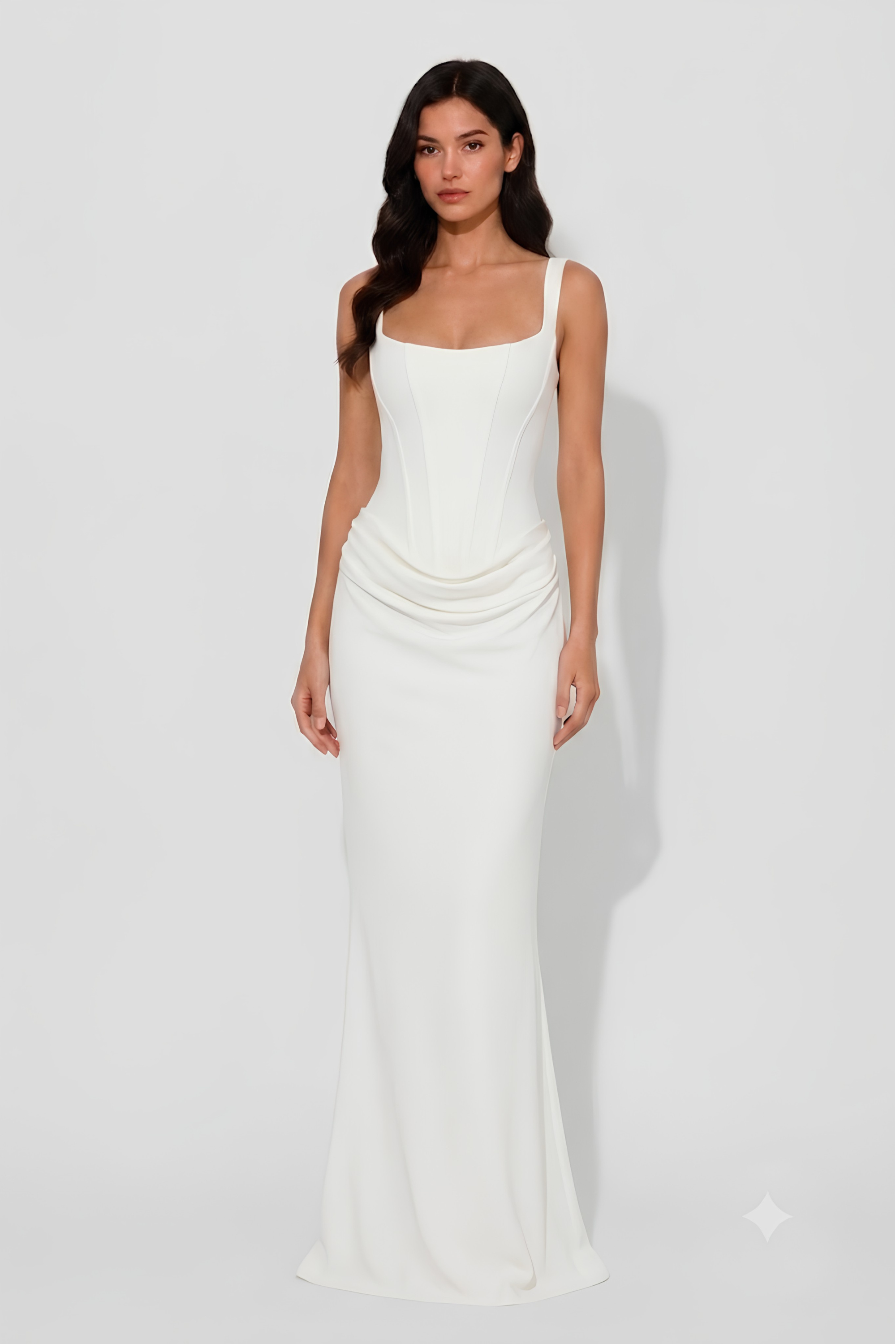 Virelle | Long Draped Corset Dress with Thin Straps