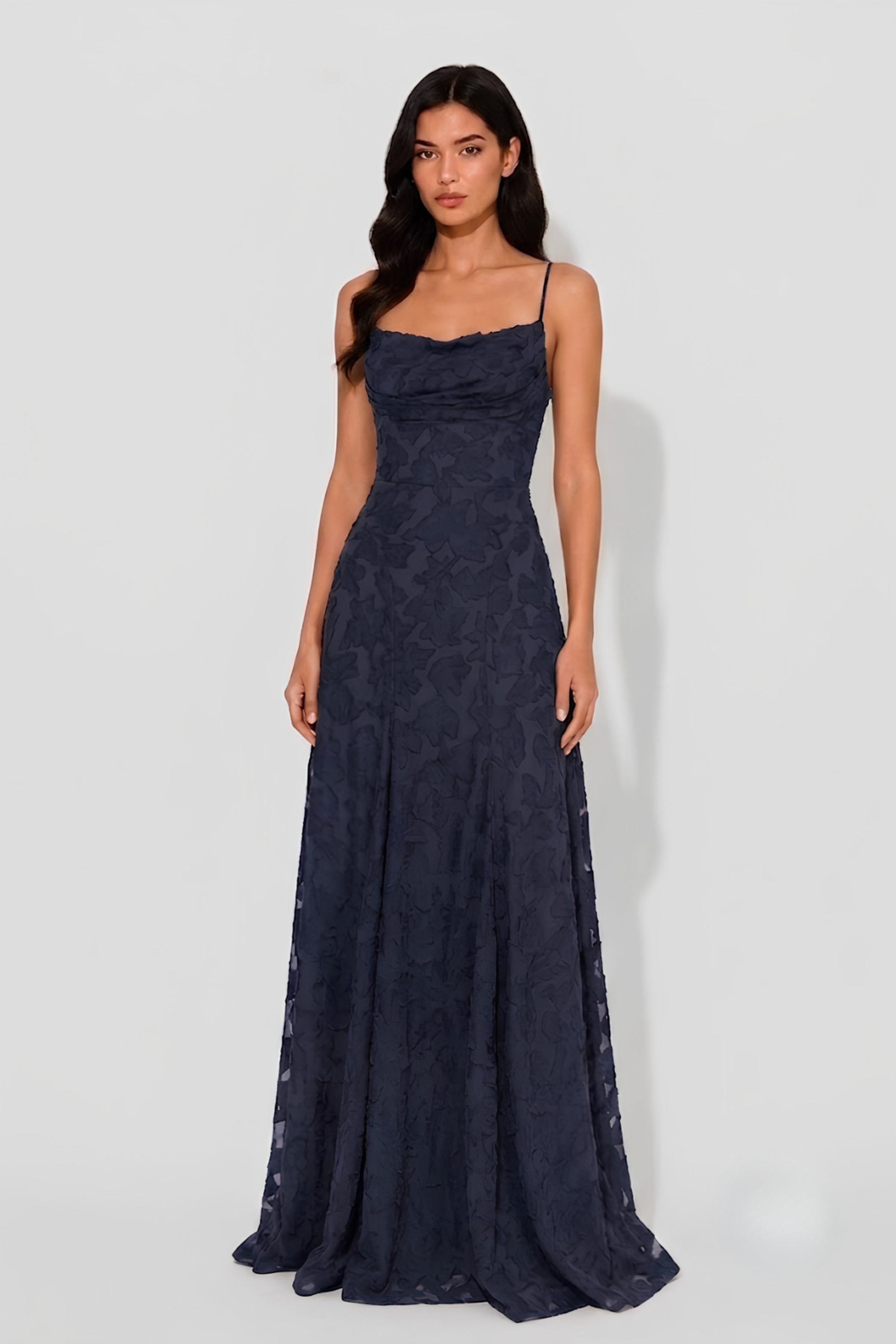 Virelle | Long Draped Dress with Heart Neckline
