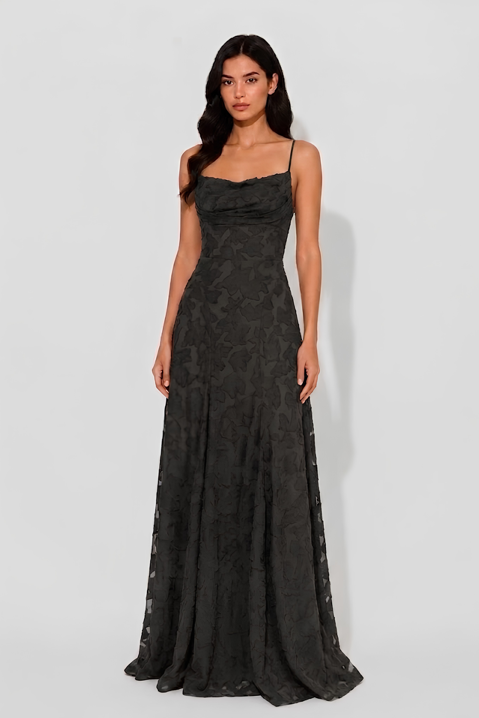Virelle | Long Draped Dress with Heart Neckline