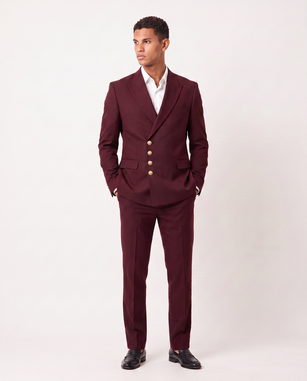 Virelle | Men's 2-Piece Bordeaux Crossed Suit