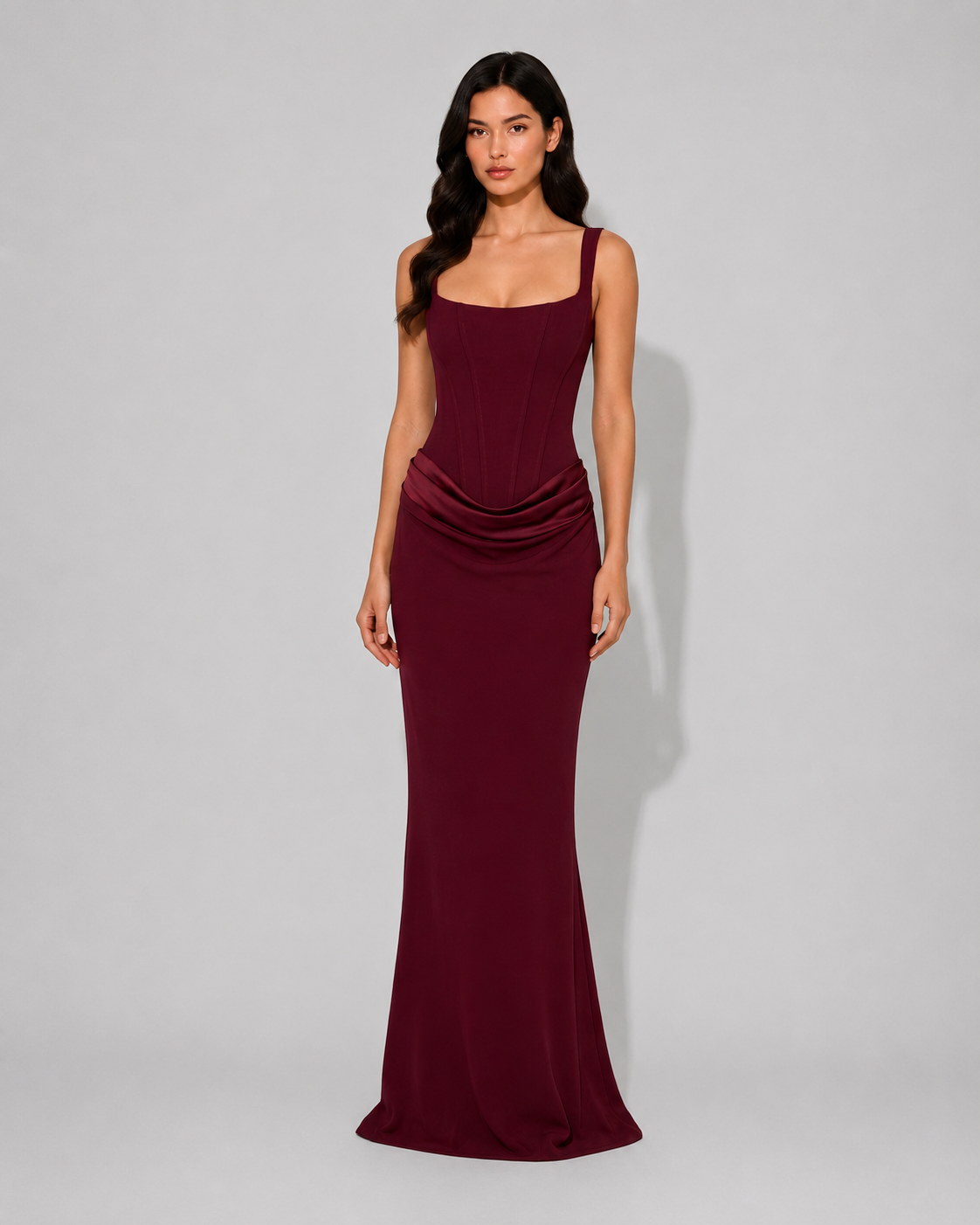 Virelle | Long Draped Corset Dress with Thin Straps