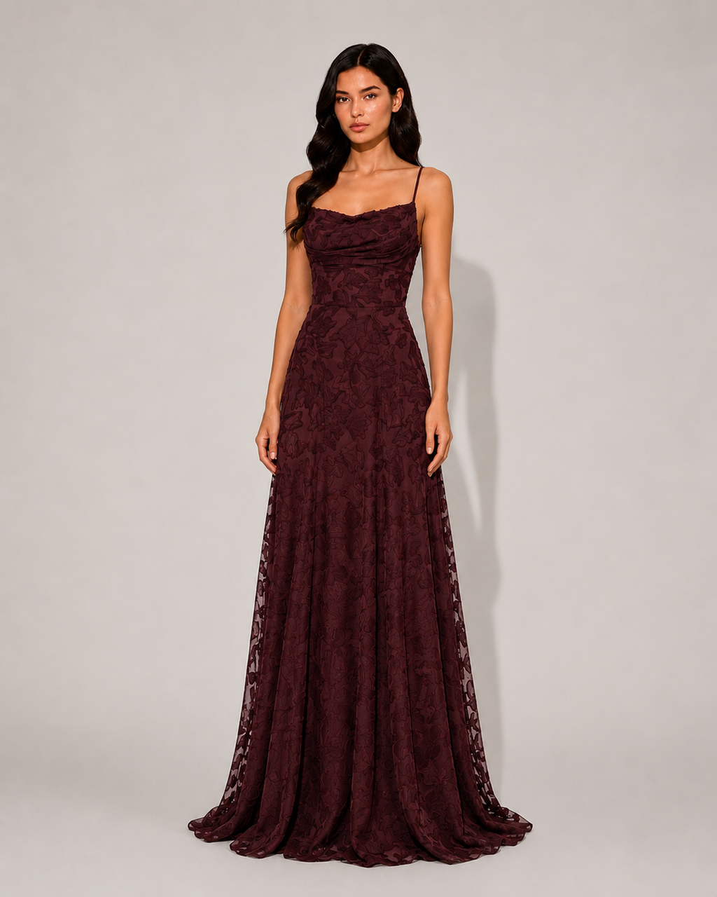 Virelle | Long Draped Dress with Heart Neckline