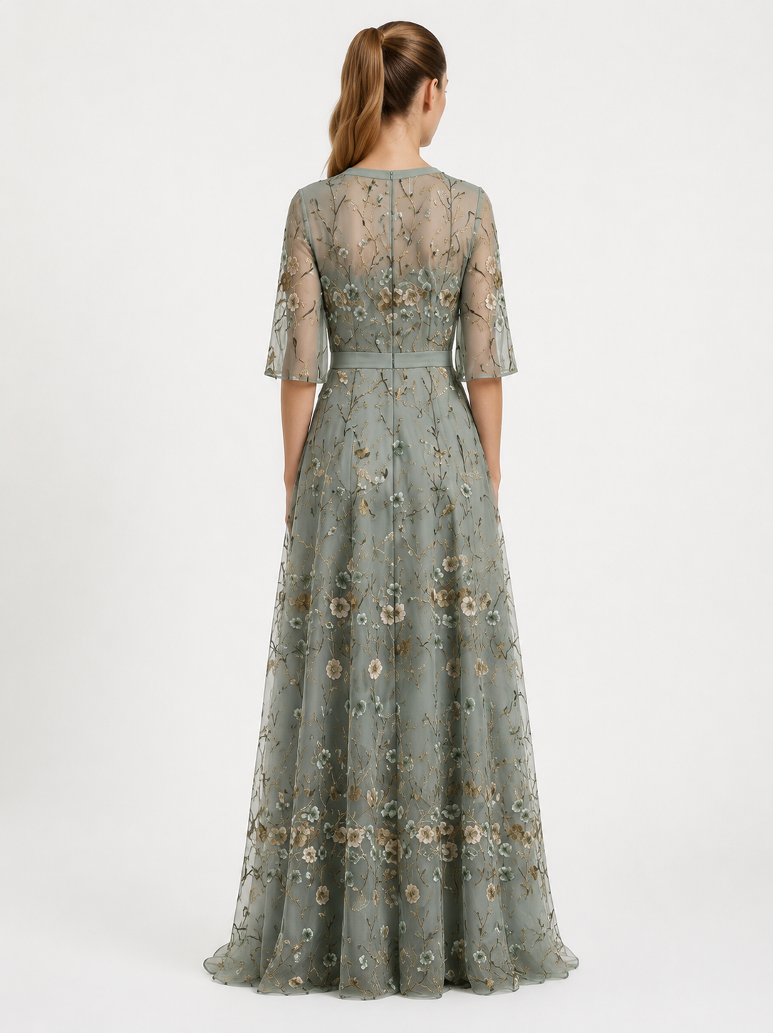 Virelle | Long Floral Dress with V-Neck