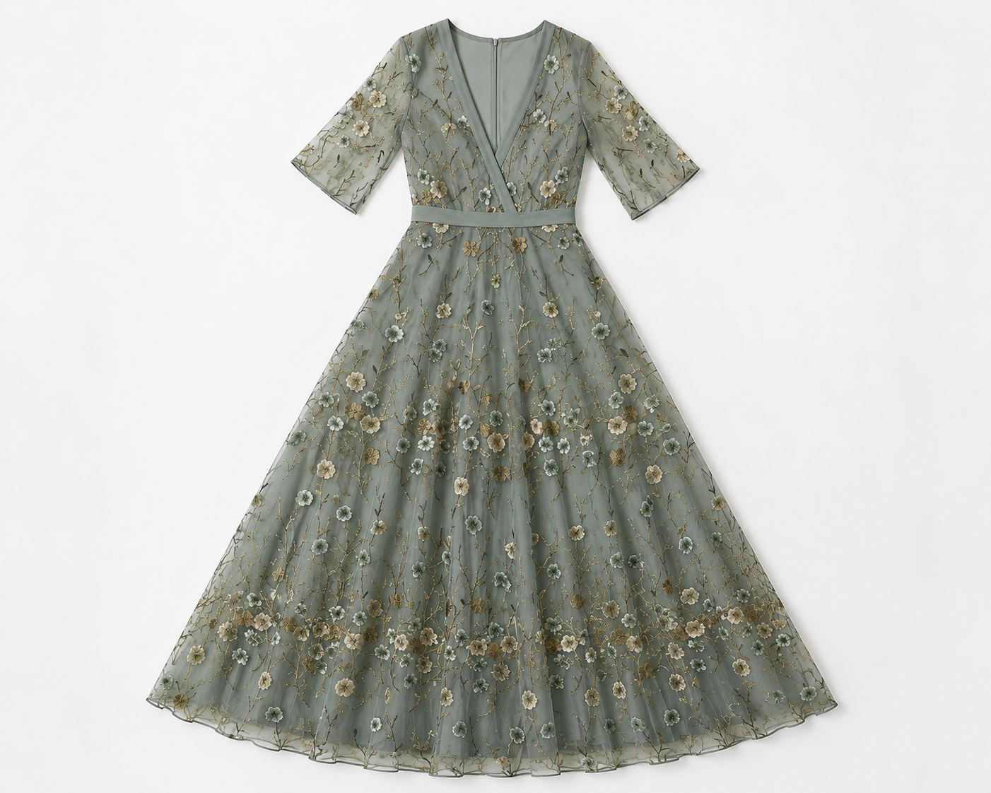 Virelle | Long Floral Dress with V-Neck