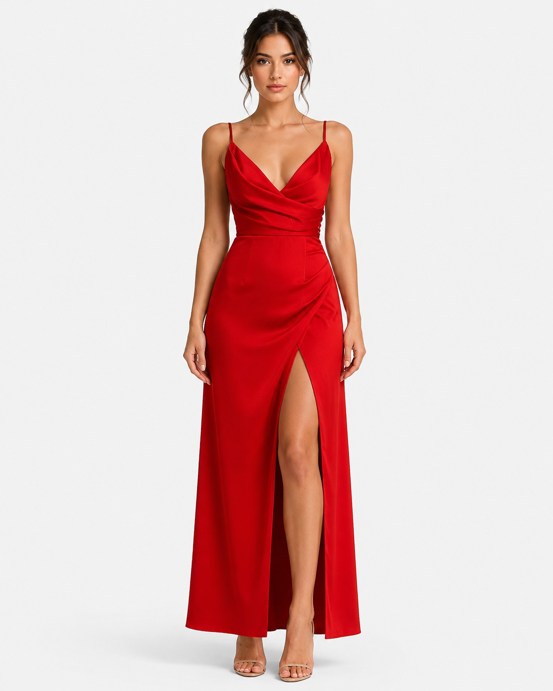 Virelle | Long Satin Dress with Fitted Cut