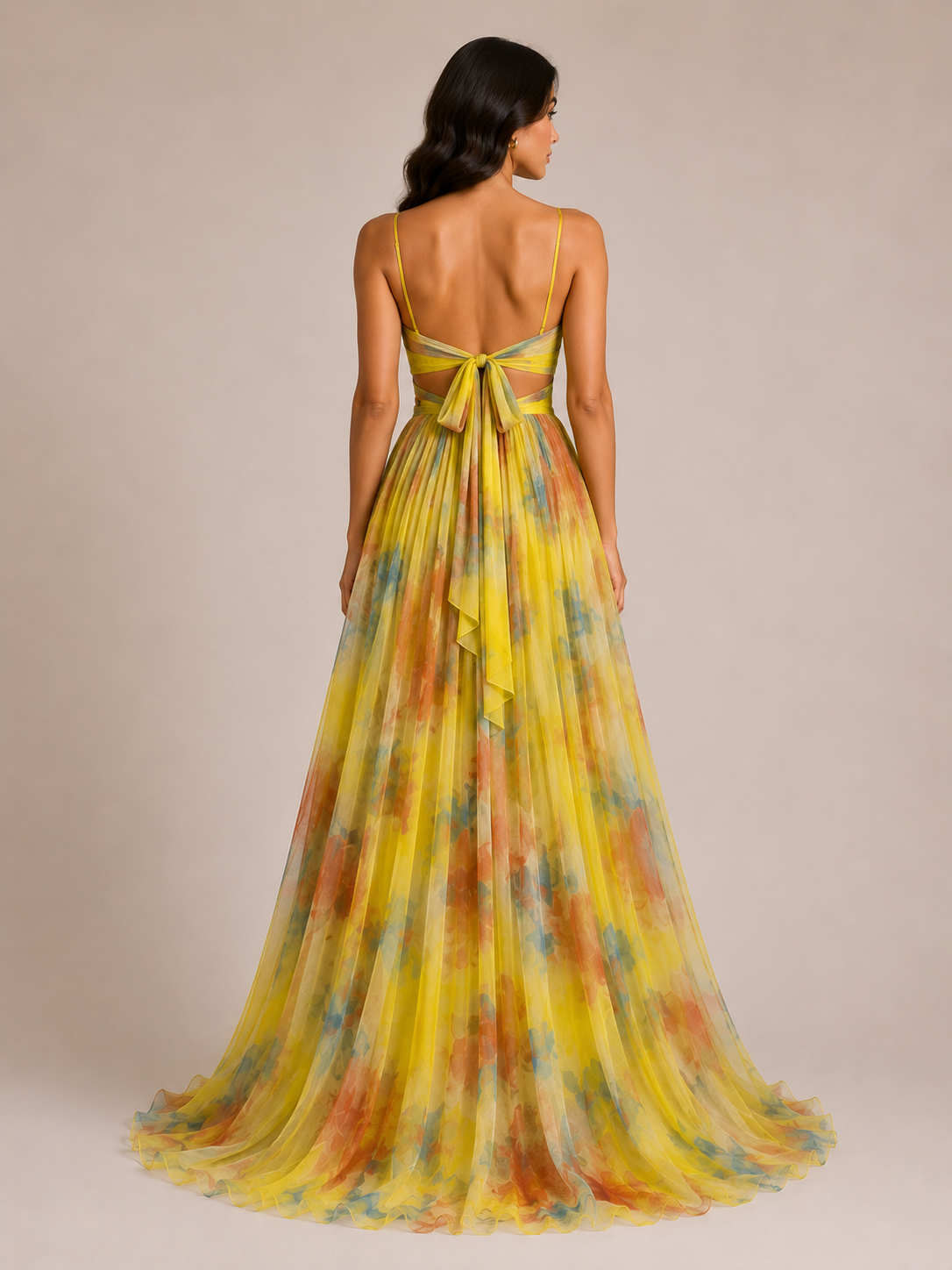 Virelle | Long Floral Dress with High Waist and Adjustable Straps
