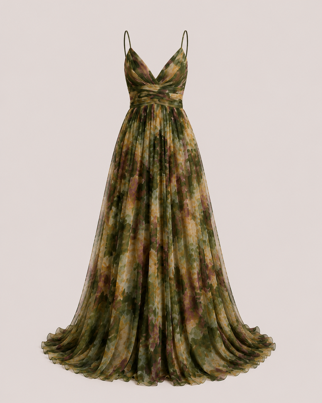 Virelle | Long Floral Dress with High Waist and Adjustable Straps