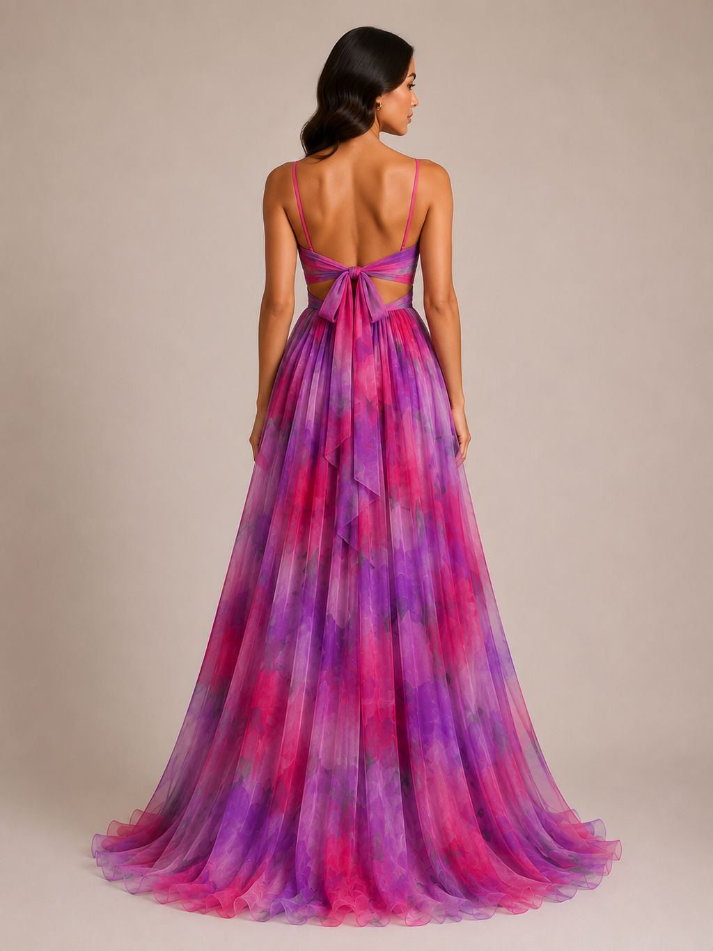Virelle | Long Floral Dress with High Waist and Adjustable Straps