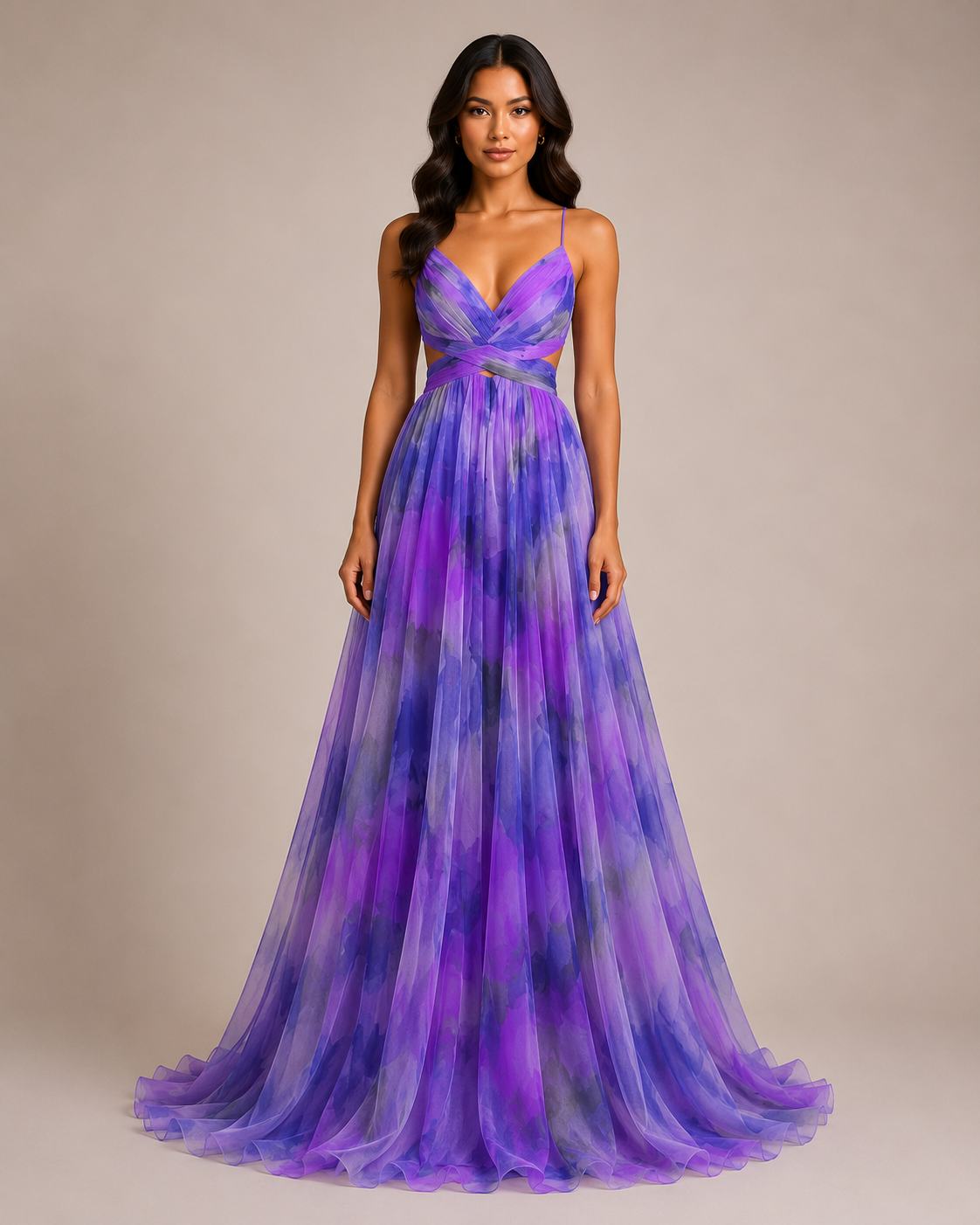 Virelle | Long Floral Dress with High Waist and Adjustable Straps