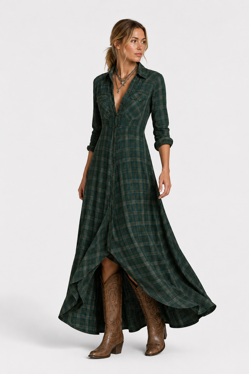 Virelle | Fluid Shirt Dress with Collar and Buttons