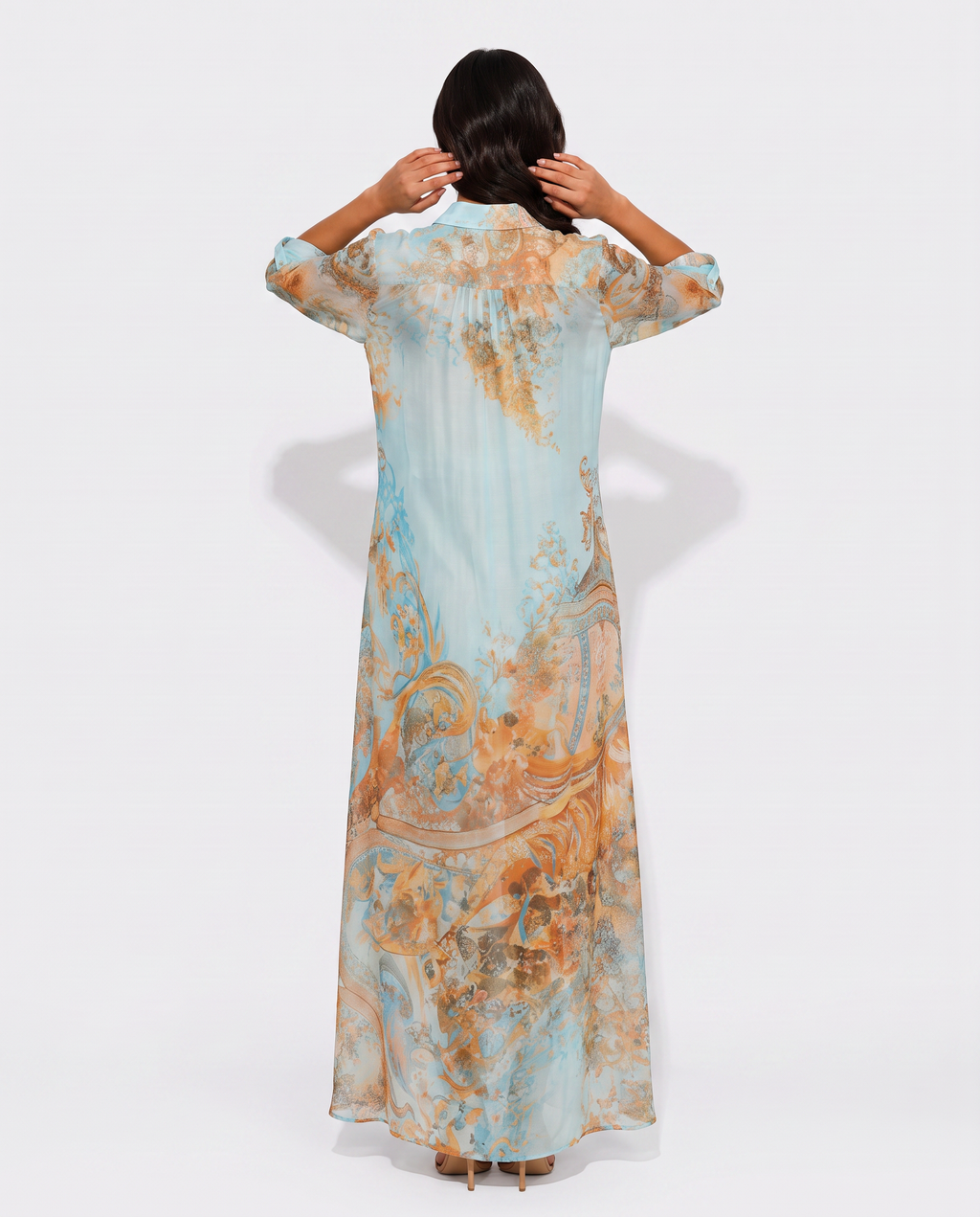 Virelle | Women's Maxi Printed Shirt Dress with Front Buttons