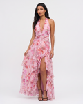Virelle | Floral Maxi Dress with Halter Neck