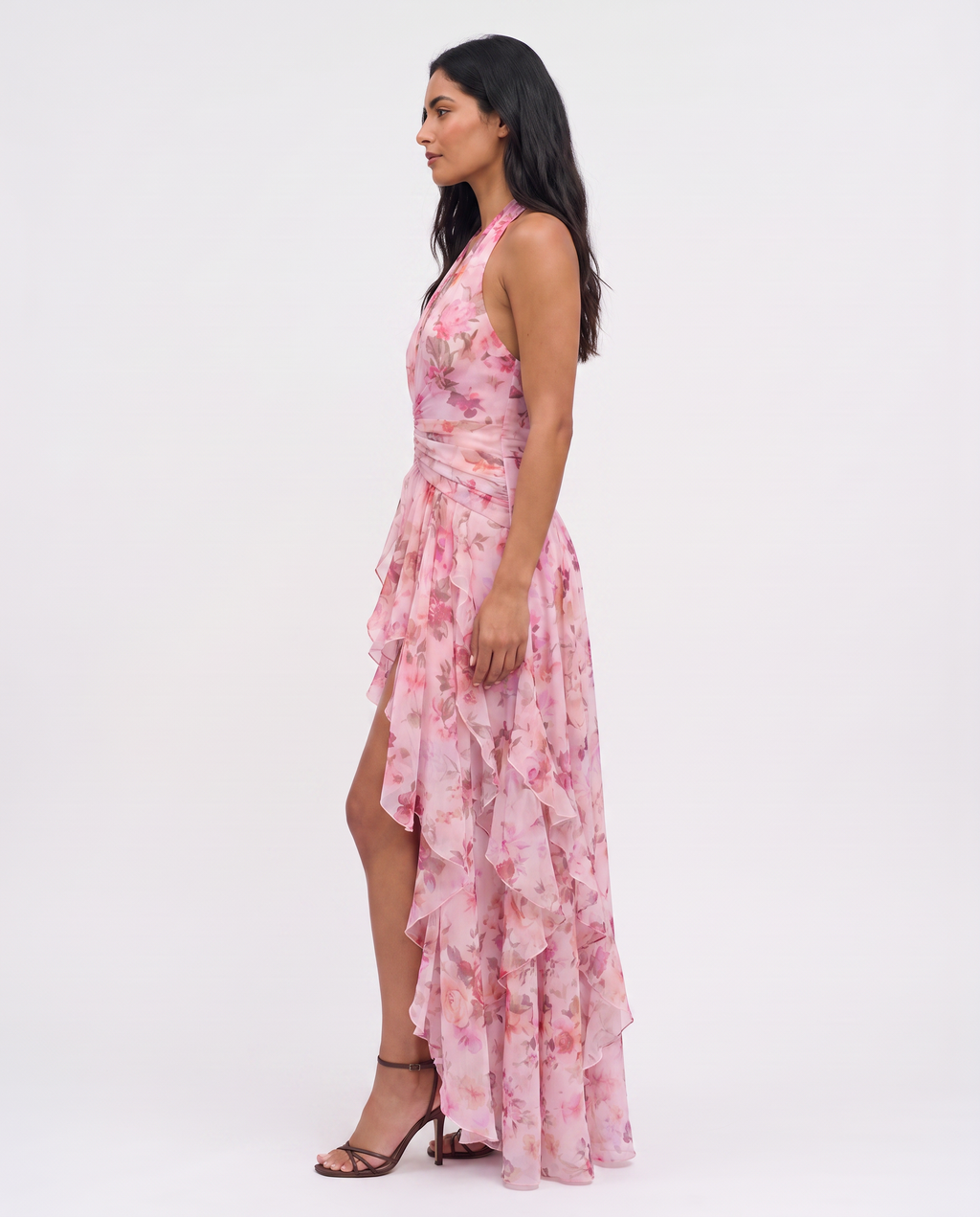 Virelle | Floral Maxi Dress with Halter Neck