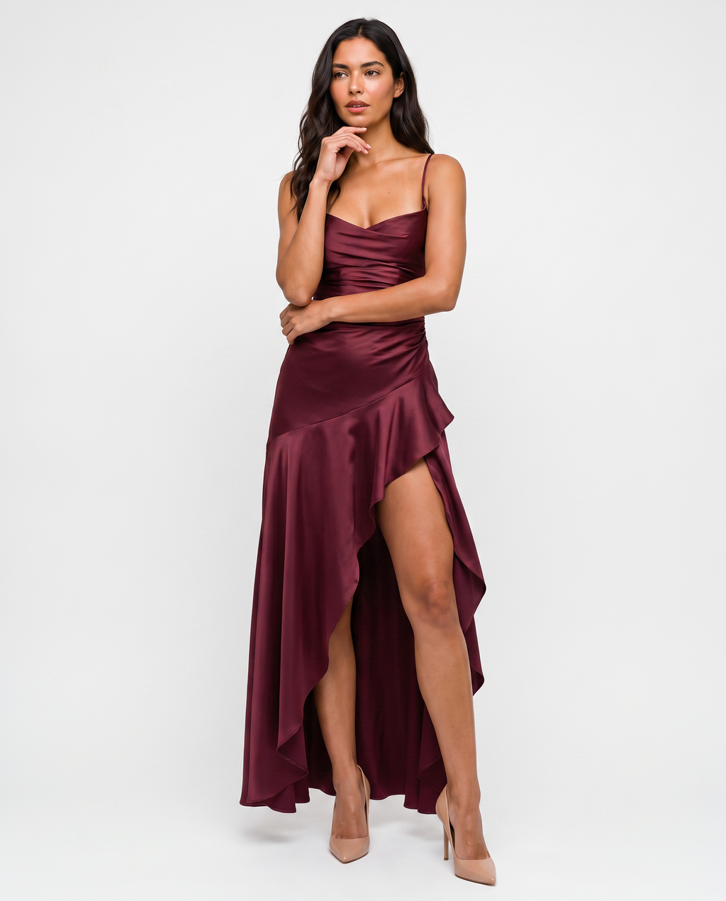 Virelle | Split Satin Maxi Dress
