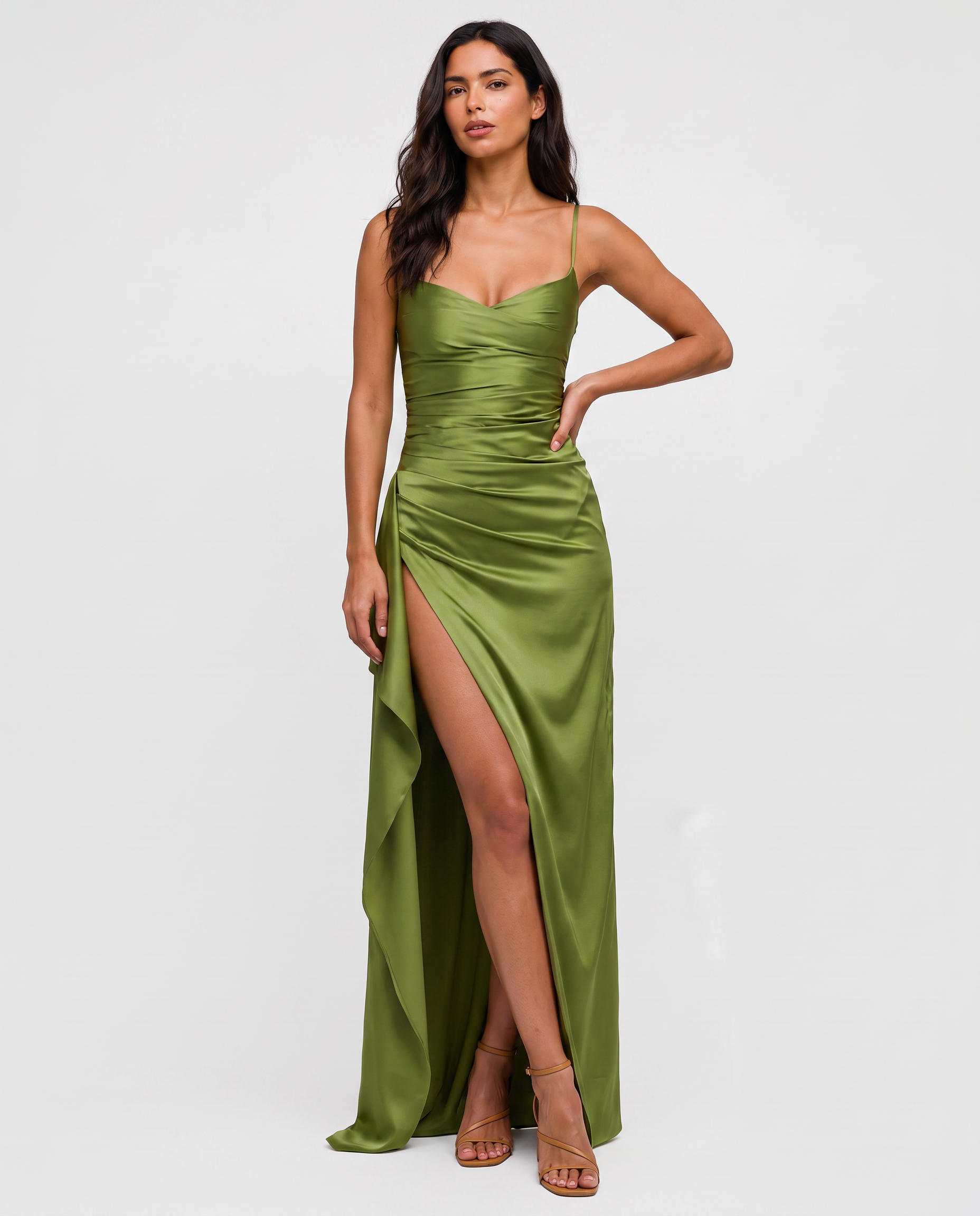 Virelle | Draped High-Slit Maxi Dress