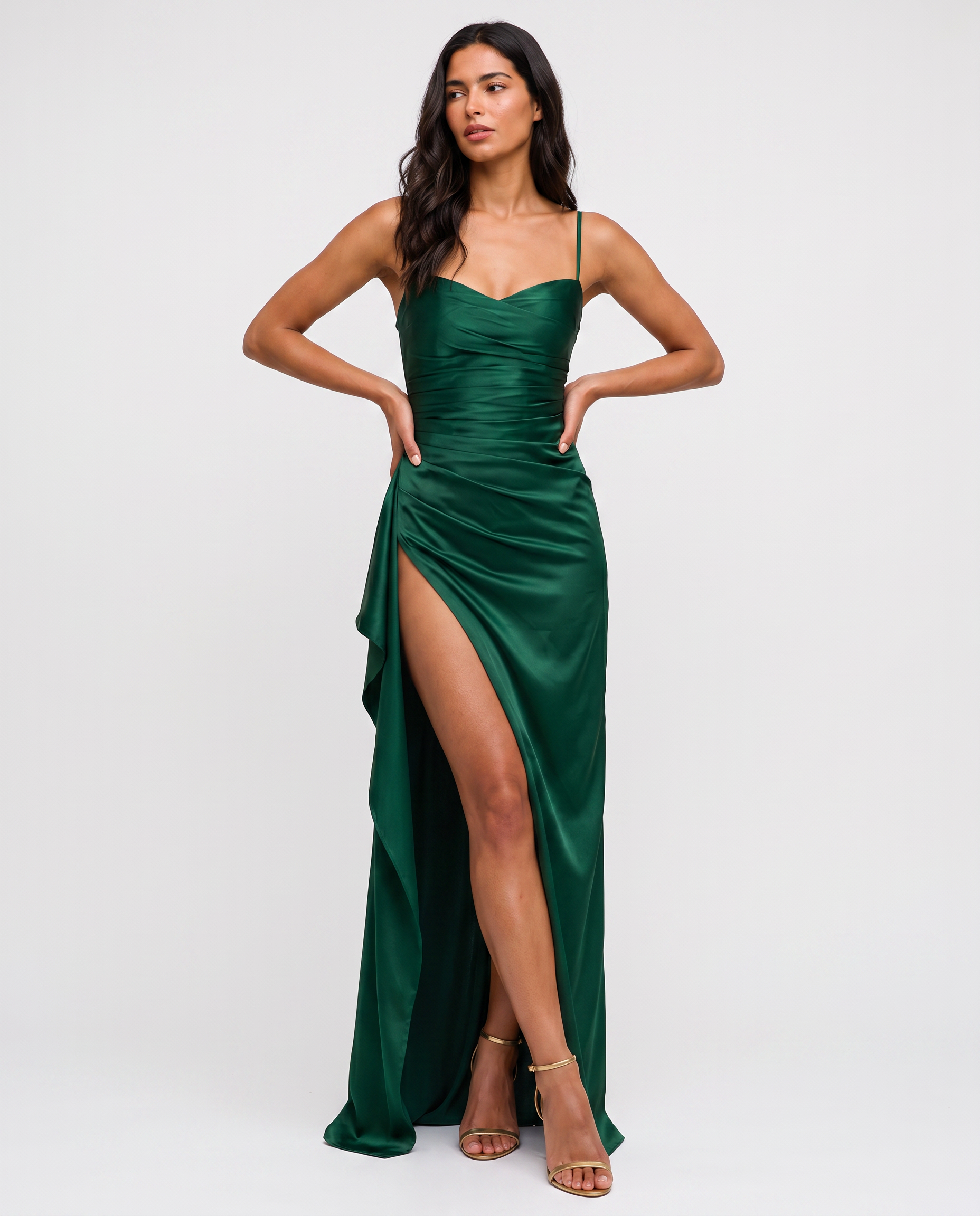 Virelle | Draped High-Slit Maxi Dress