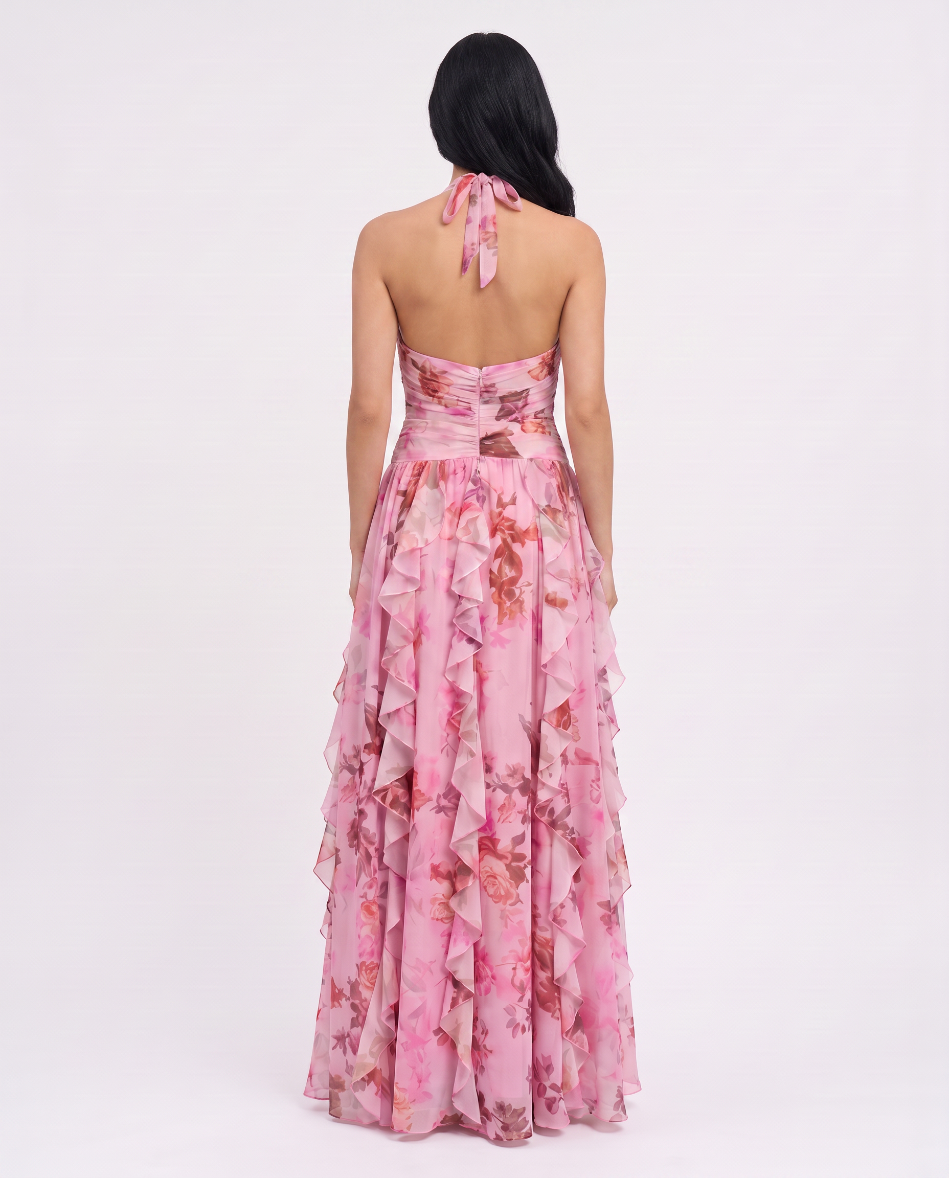Virelle | Floral Maxi Dress with Halter Neck