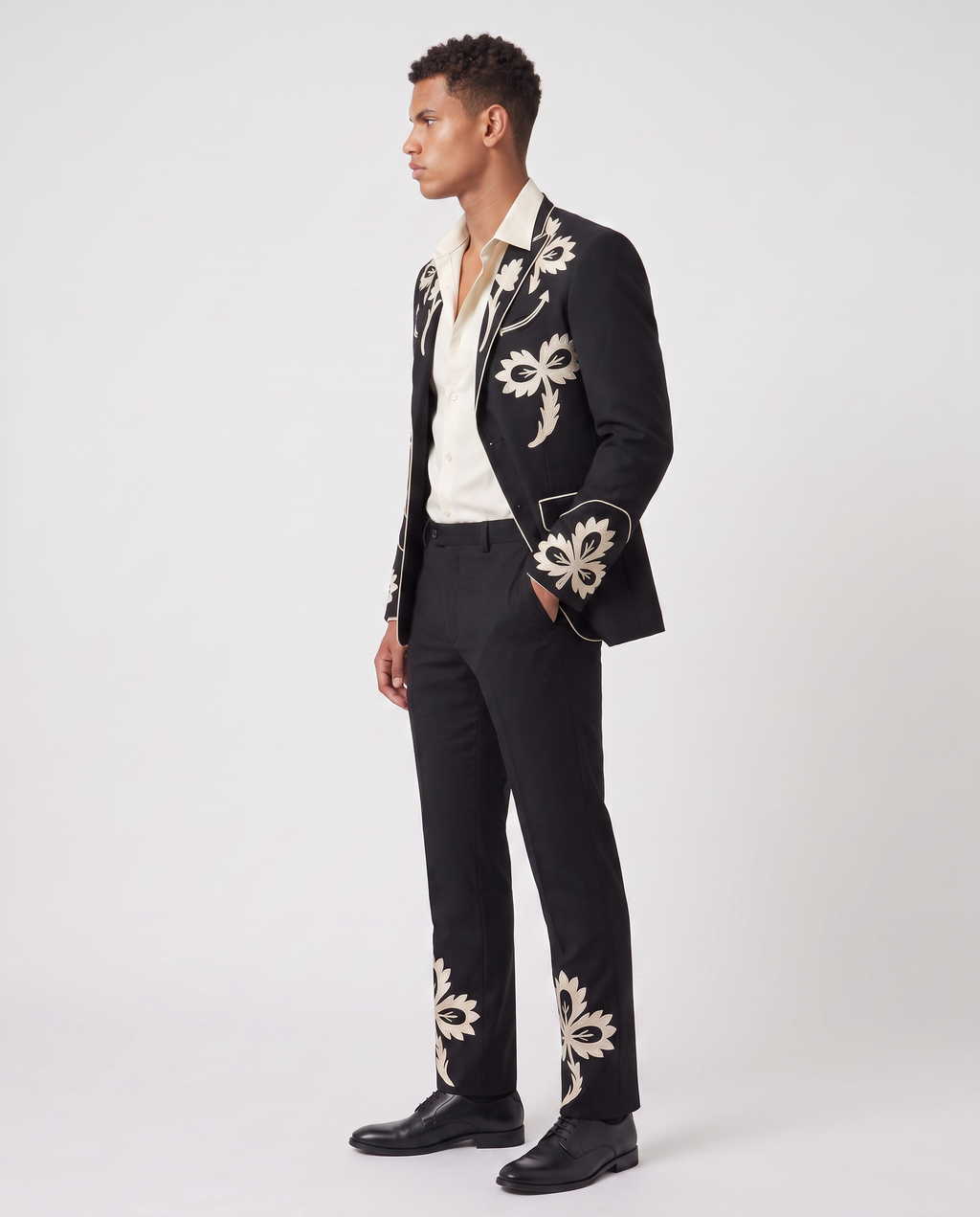 Virelle | Men's Black Embroidered 2-Piece Suit