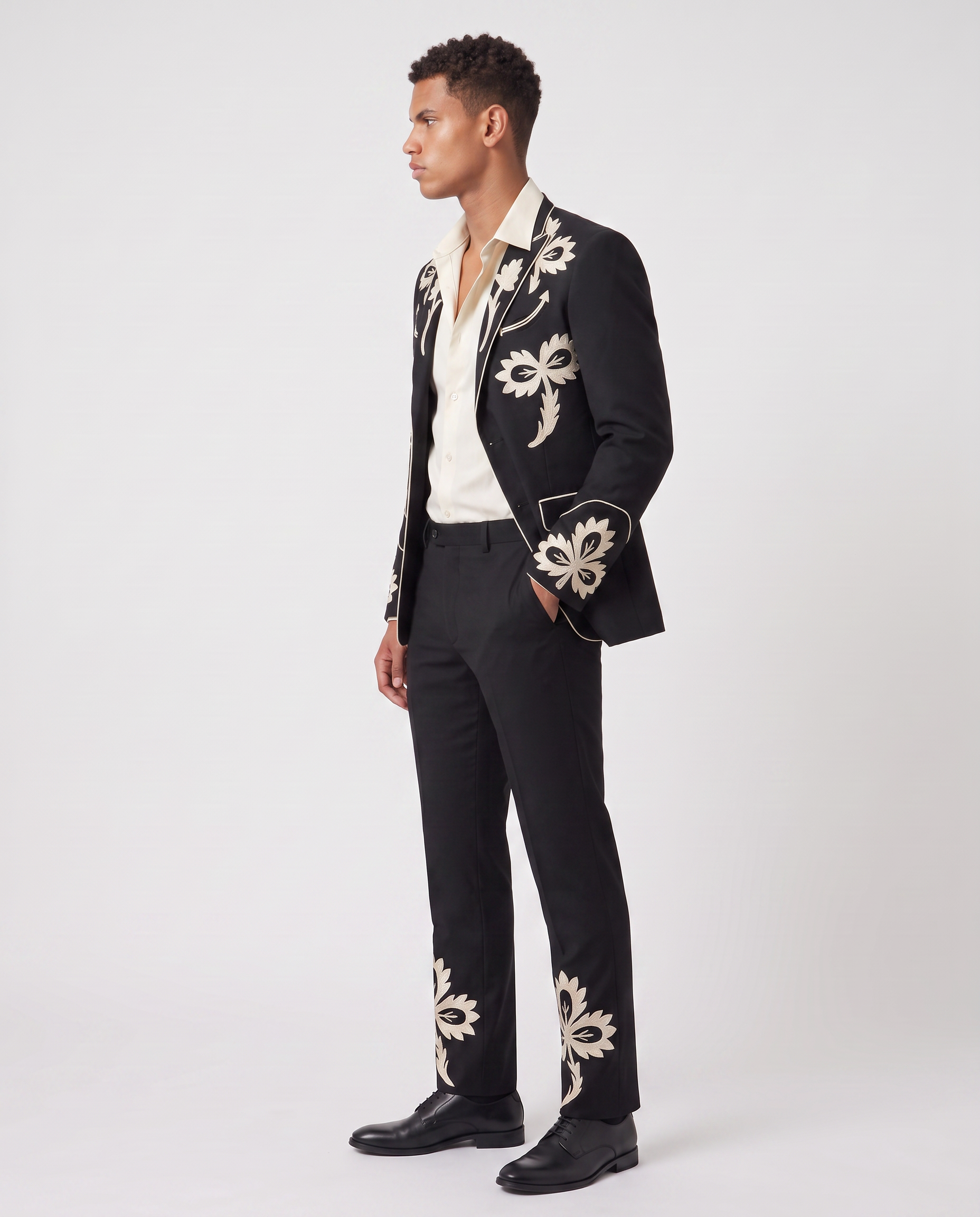 Virelle | Men's Black Embroidered 2-Piece Suit