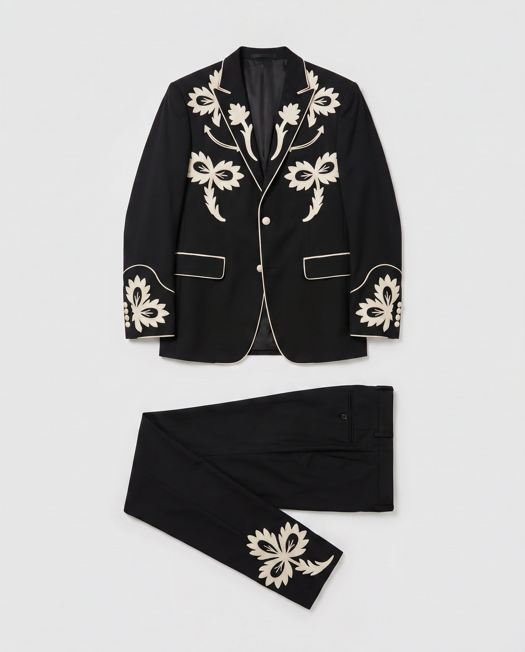 Virelle | Men's Black Embroidered 2-Piece Suit