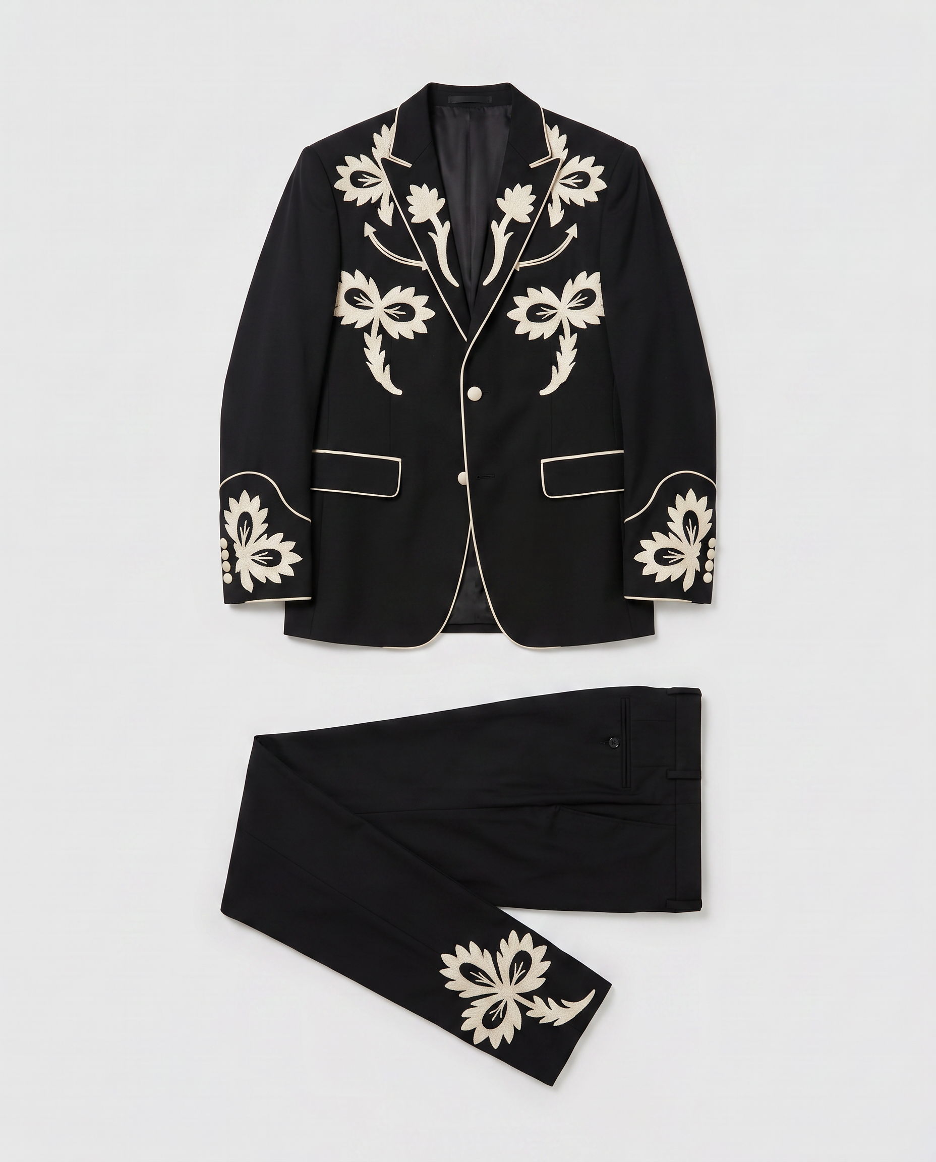 Virelle | Men's Black Embroidered 2-Piece Suit