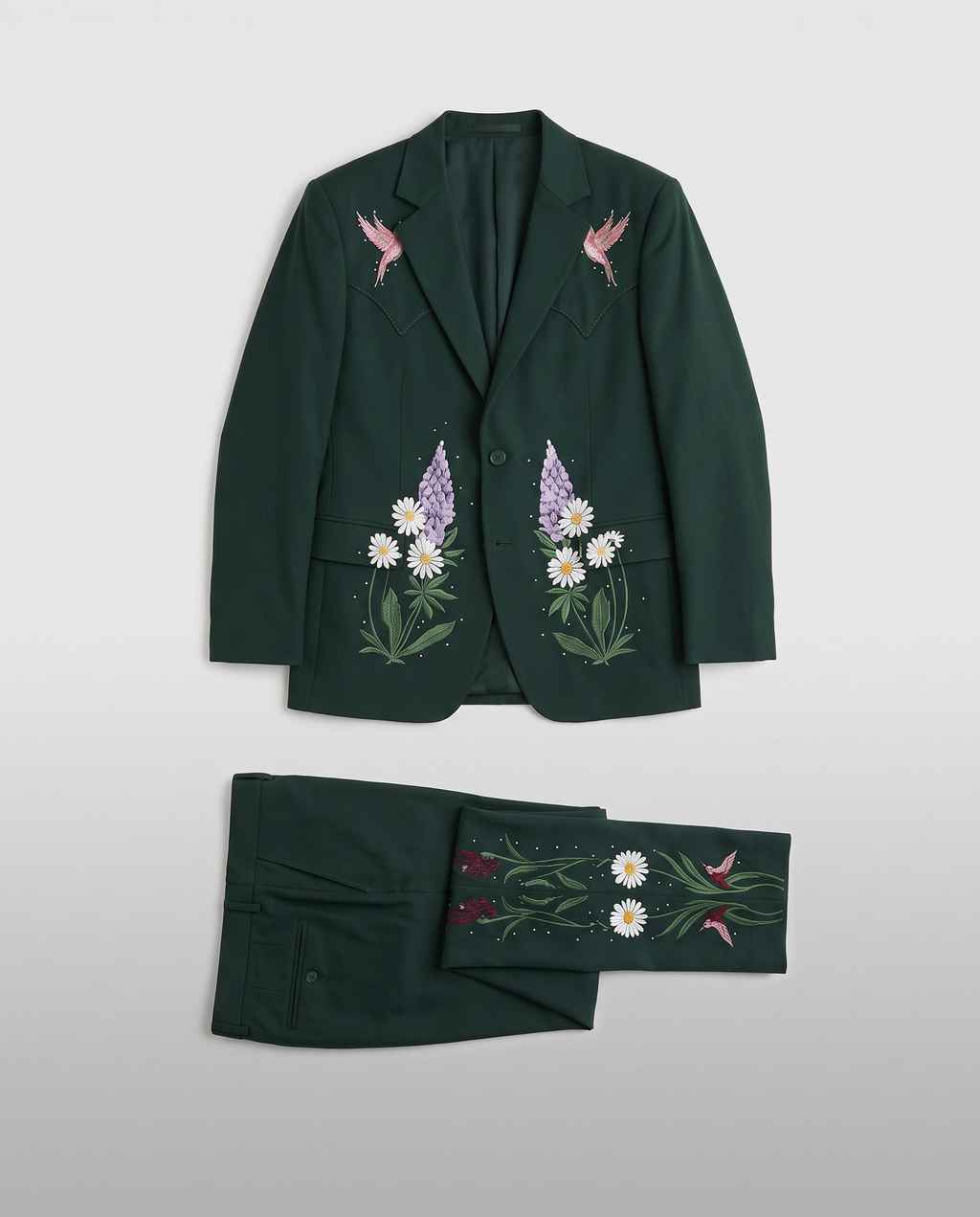 Virelle | Men's Emerald Green Embroidered 2-Piece Suit
