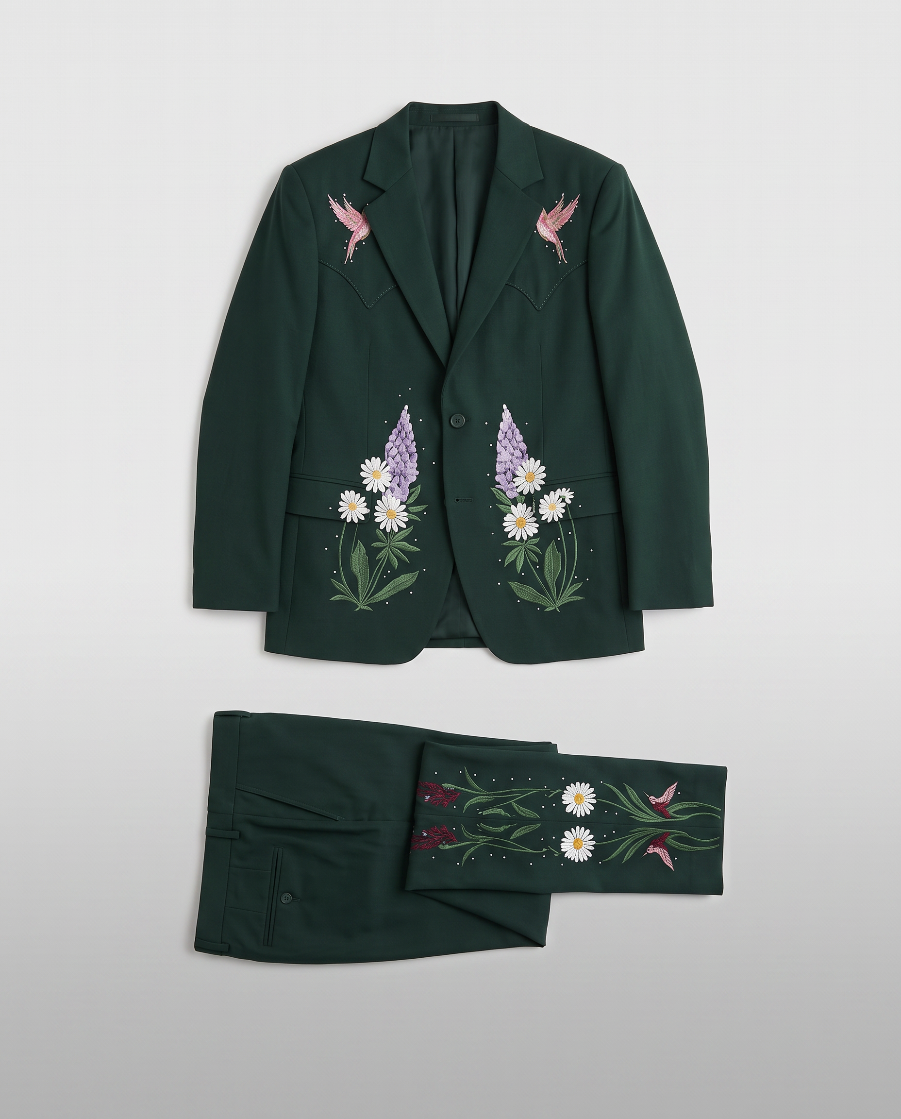 Virelle | Men's Emerald Green Embroidered 2-Piece Suit