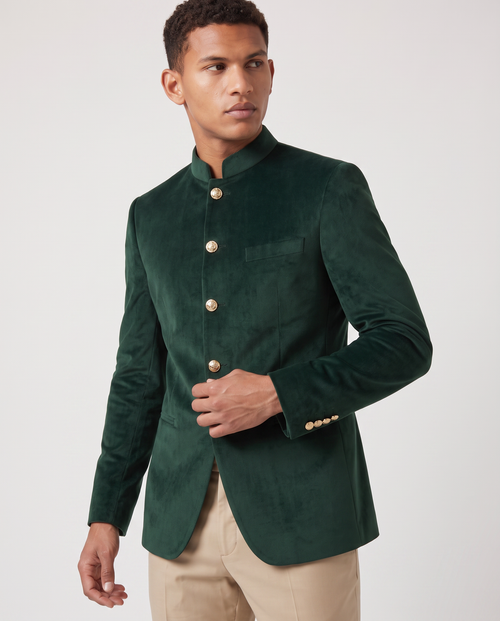 Virelle | Dark Green and Beige Jodhpuri Suit for Men