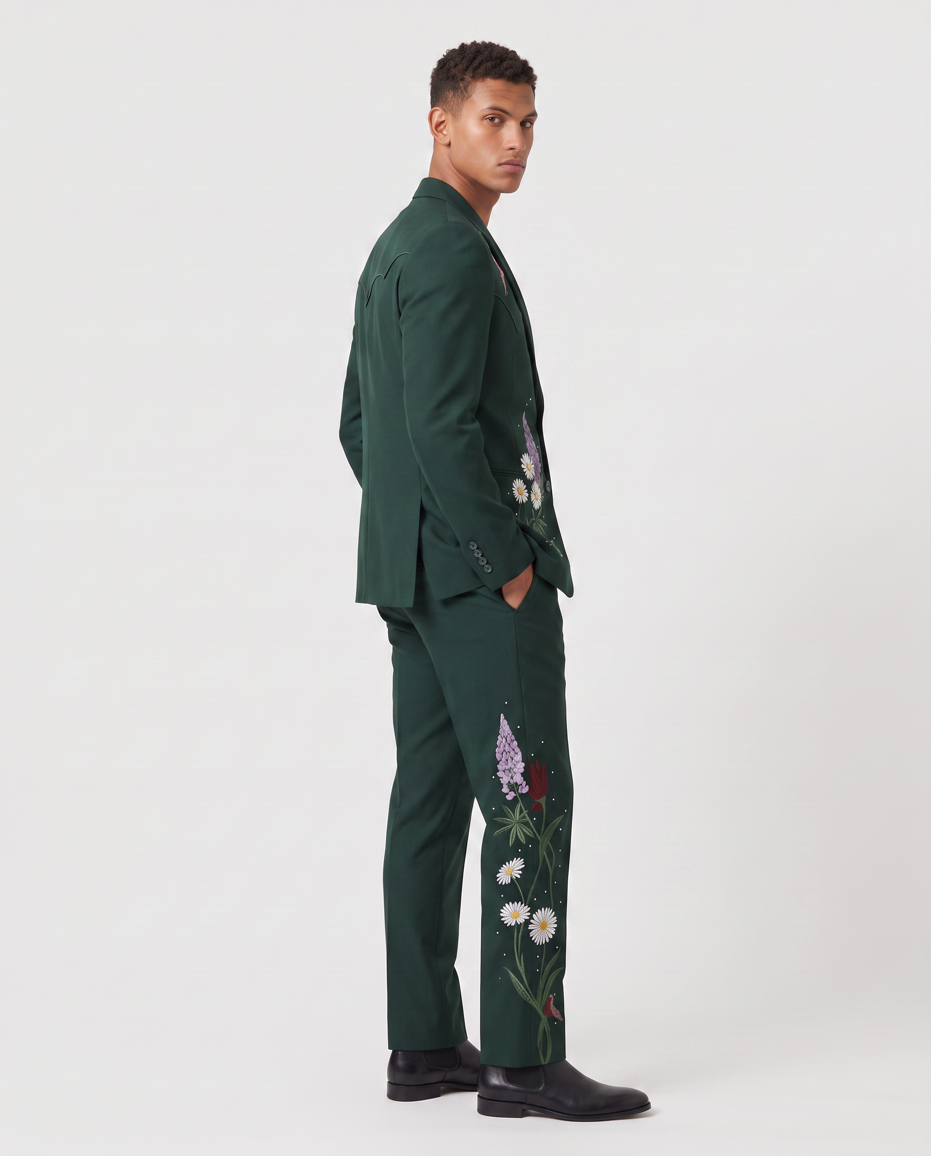 Virelle | Men's Emerald Green Embroidered 2-Piece Suit