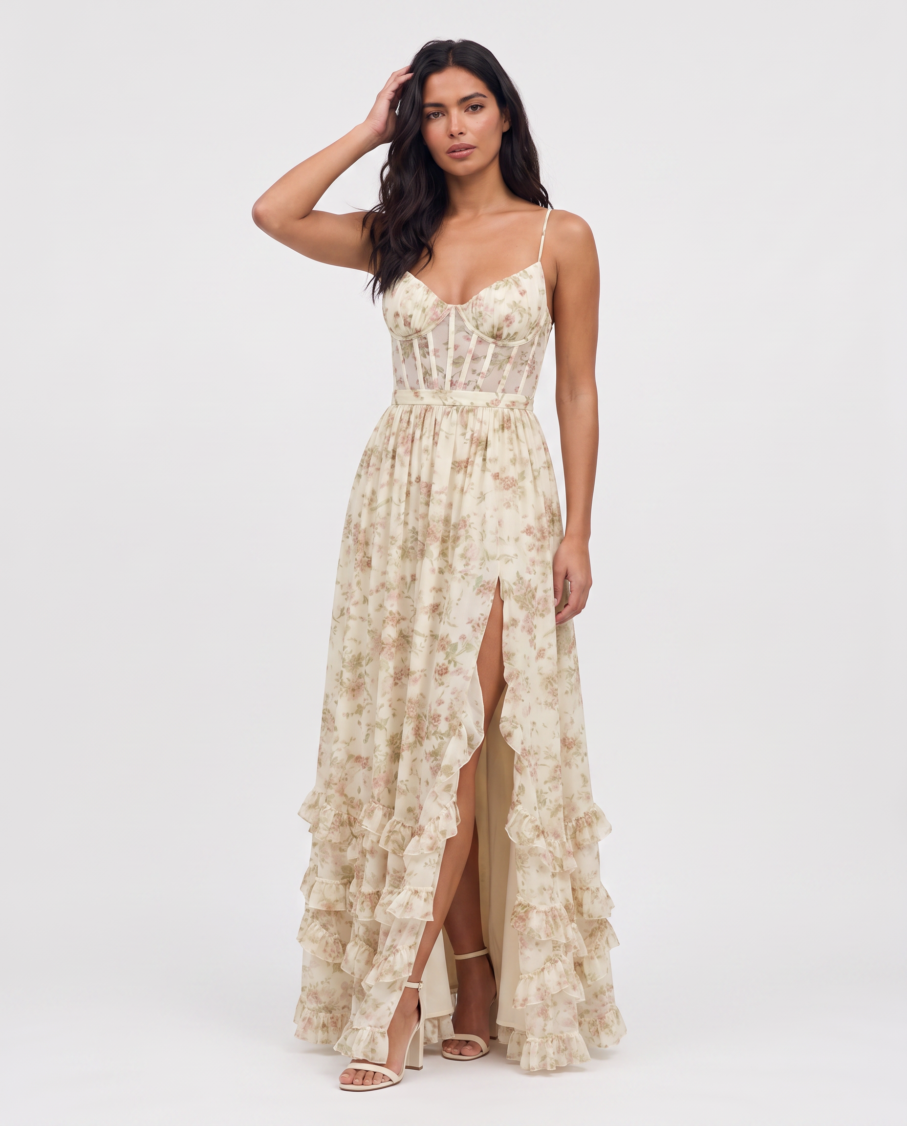 Virelle | Maxi Floral Ruffle Dress
